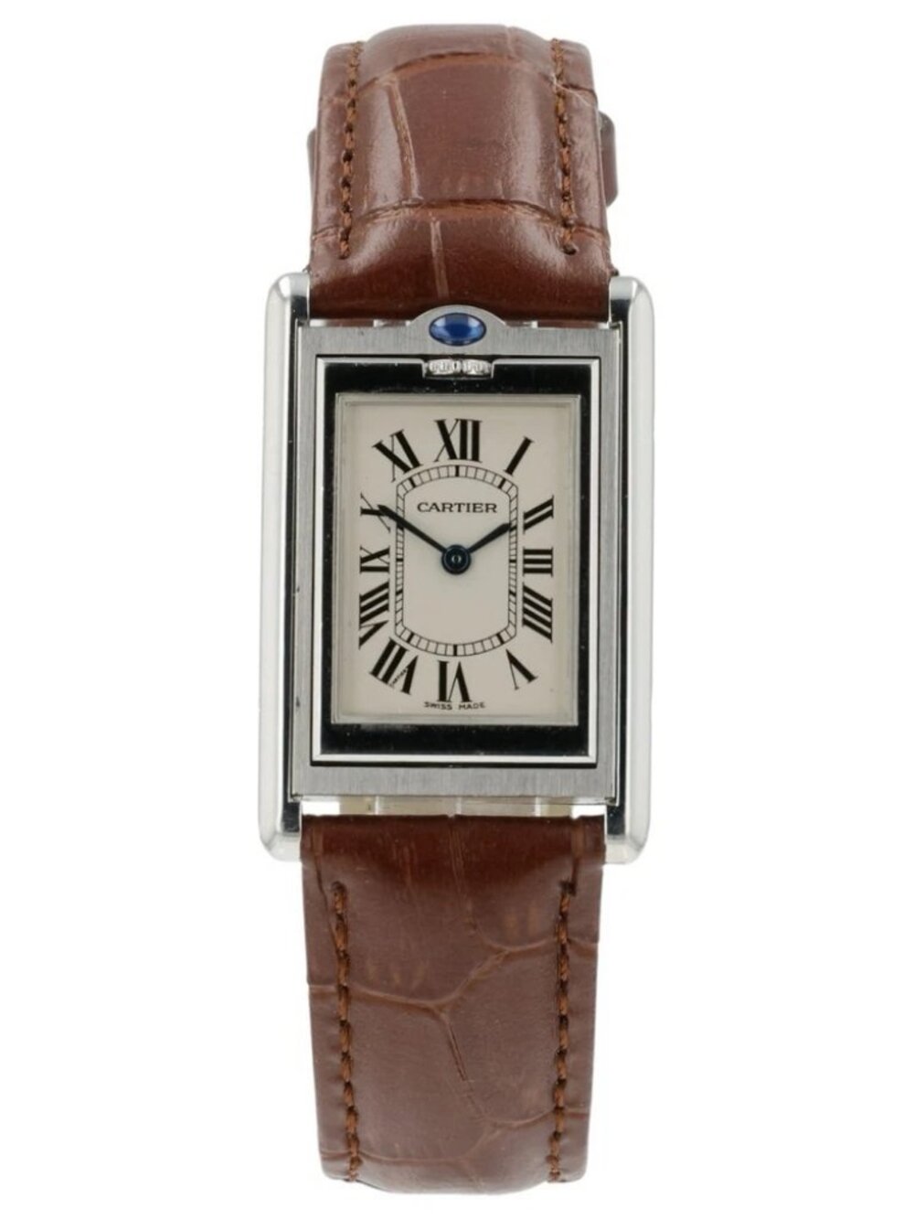 Cartier Tank Basculante Silver Dial Steel 24x36mm Quartz Men’s Watch